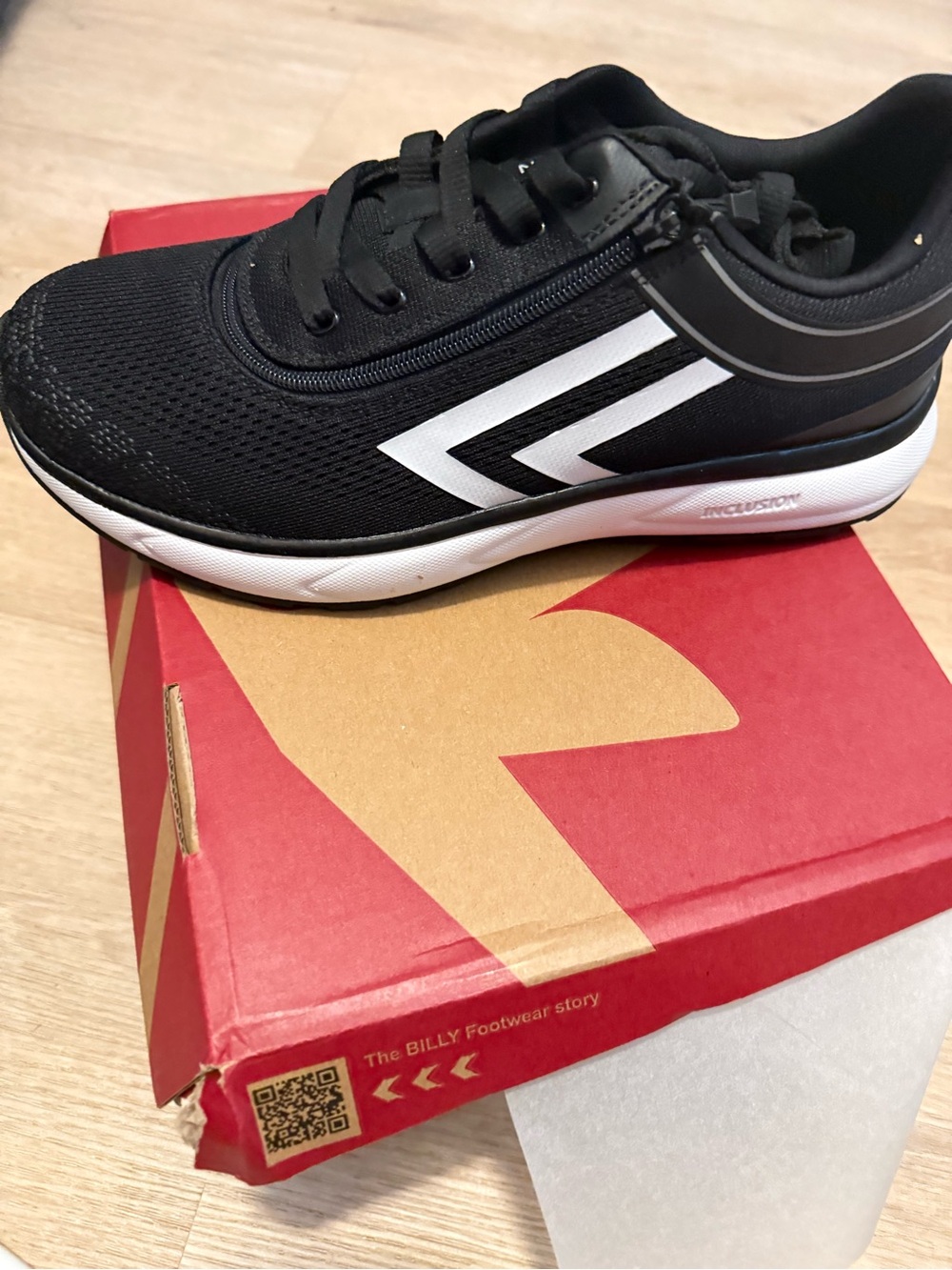 Billy’s Black Athletic Sneaker with White Chevron Accents